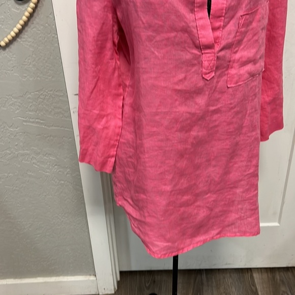 BELLA DAHL LINEN TUNIC LARGE PINK - Picture 4 of 16